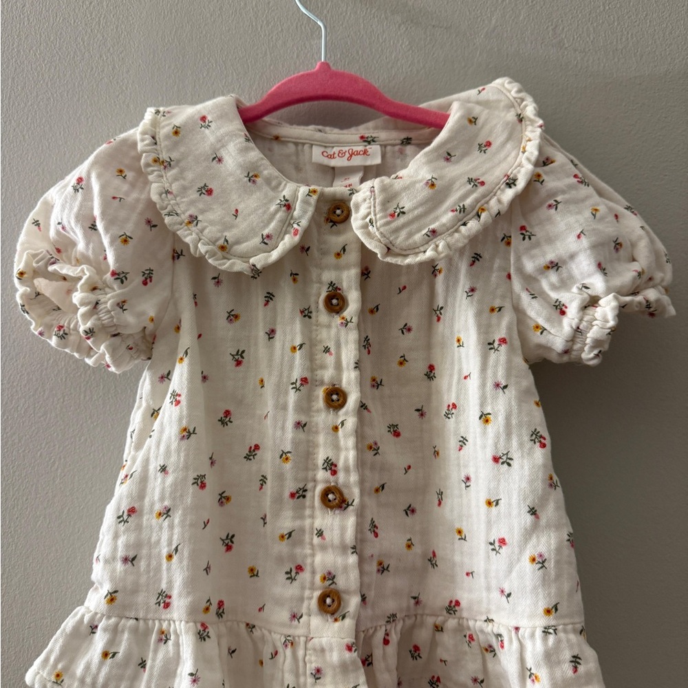 Cat & Jack Floral Button-Up Dress - Cream